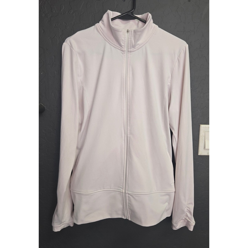 C9 by Champion Womens Full Zip Jacket Pale Pink Mock Neck Ruched Sleeve Large